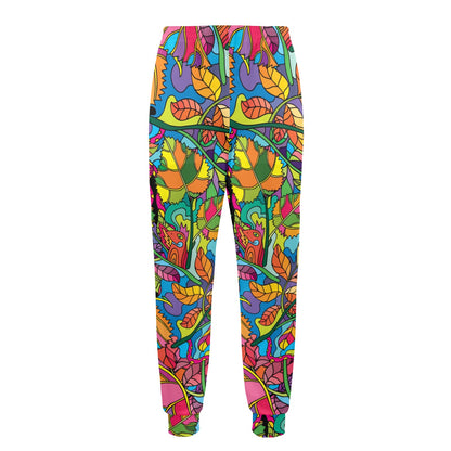 Psychedelic Trippy Flower Print Men's Casual Track Pants