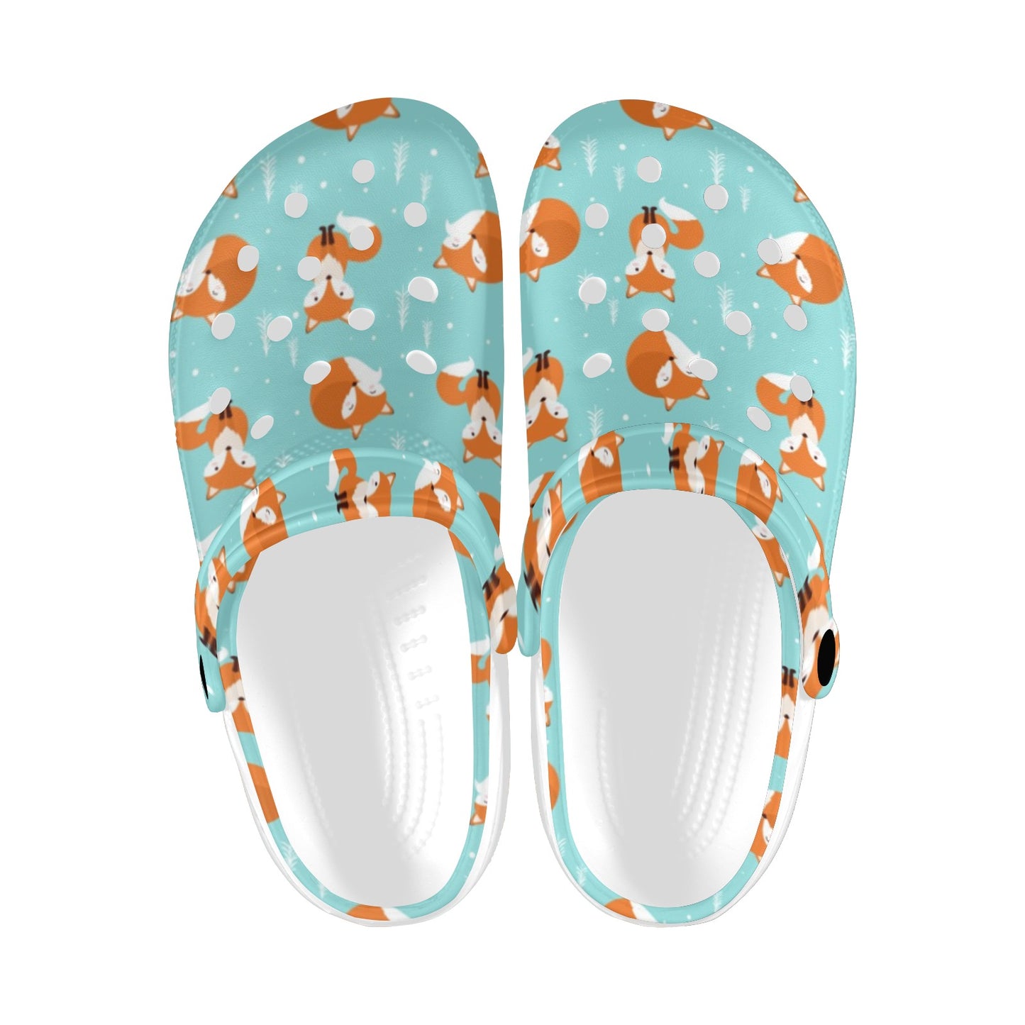 Fox Design Snow Print Pattern Unisex Clogs Shoes
