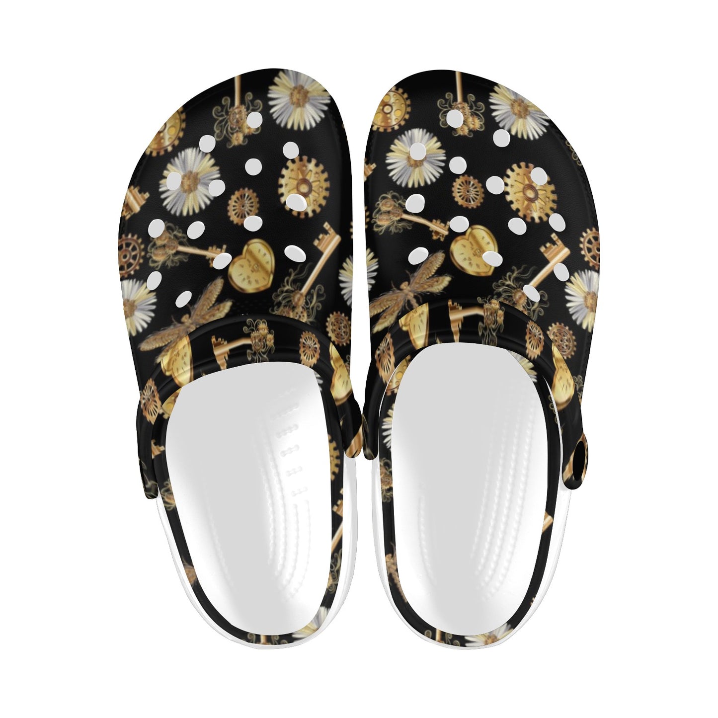 Steampunk Dragonfly Design Themed Print Unisex Clogs Shoes