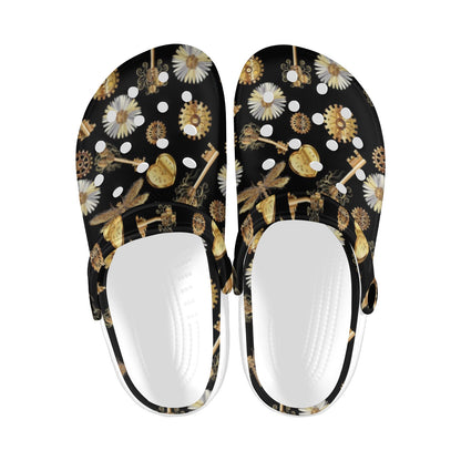 Steampunk Dragonfly Design Themed Print Unisex Clogs Shoes