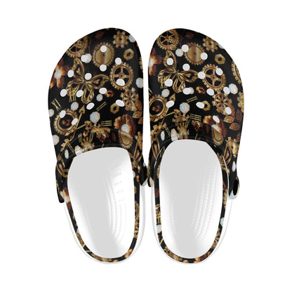 Steampunk Butterfly Design Themed Print Unisex Clogs Shoes