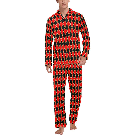 Harlequin Print Design LKS401 Men's Long Pajama Set