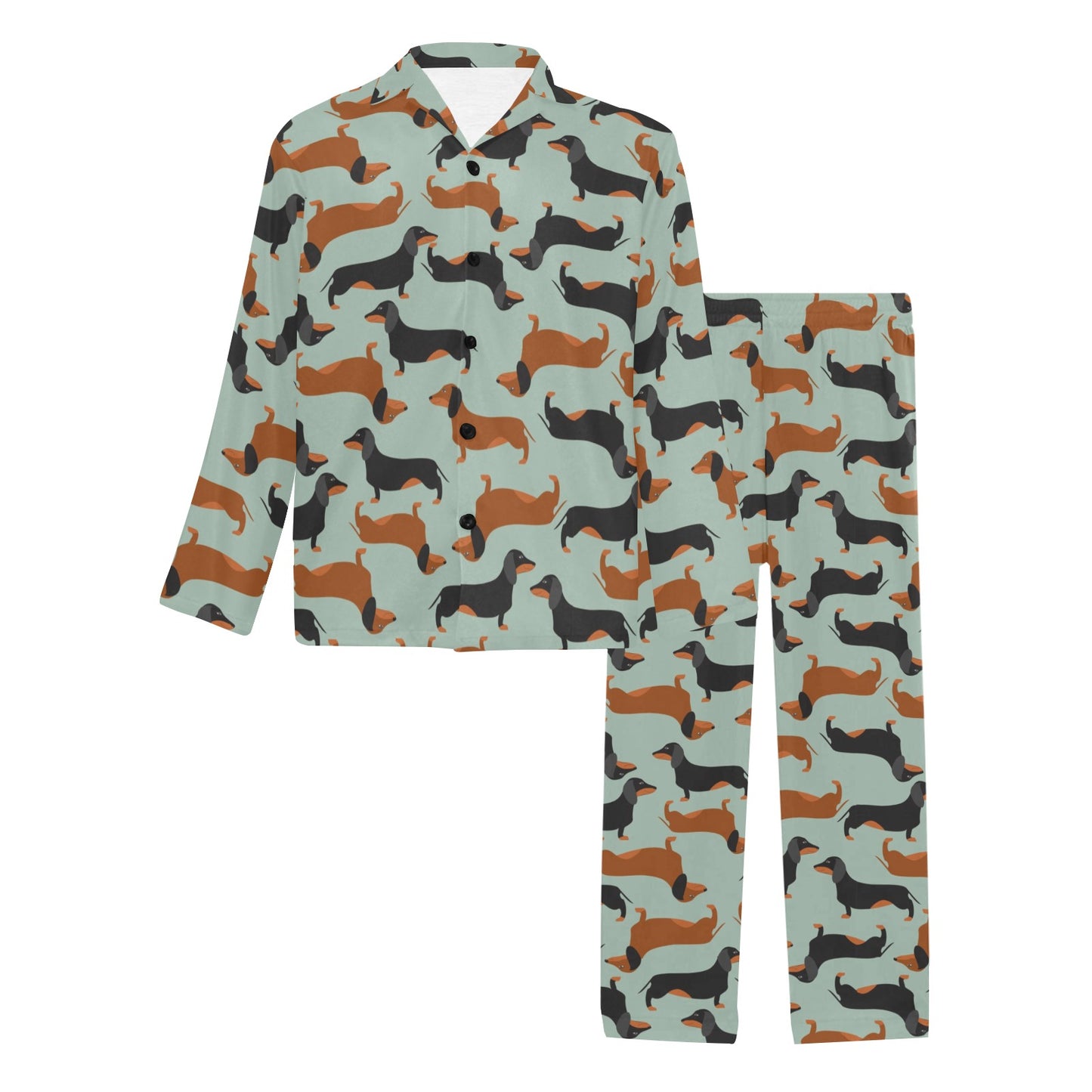 Dachshund Cute Print Pattern Men's Long Pajama Set