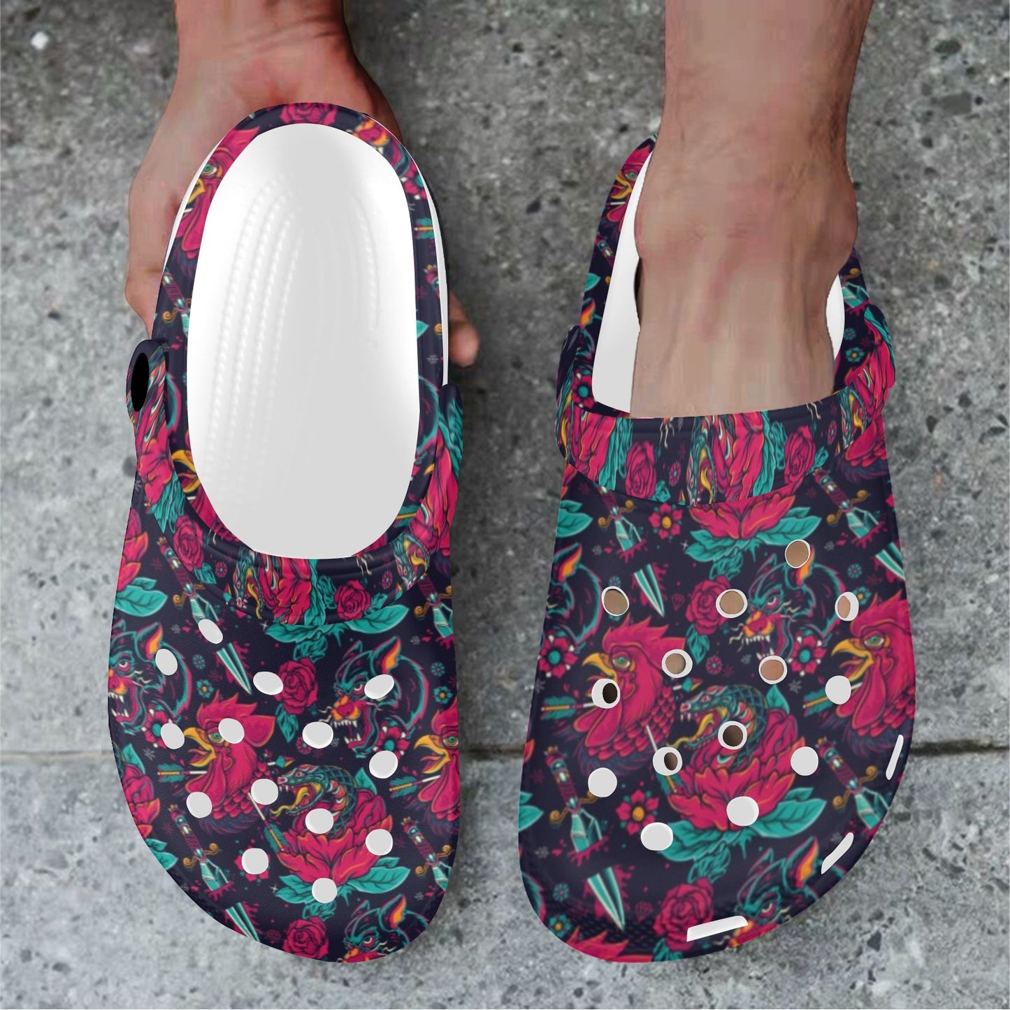 Old School Tattoo Print Unisex Clogs Shoes