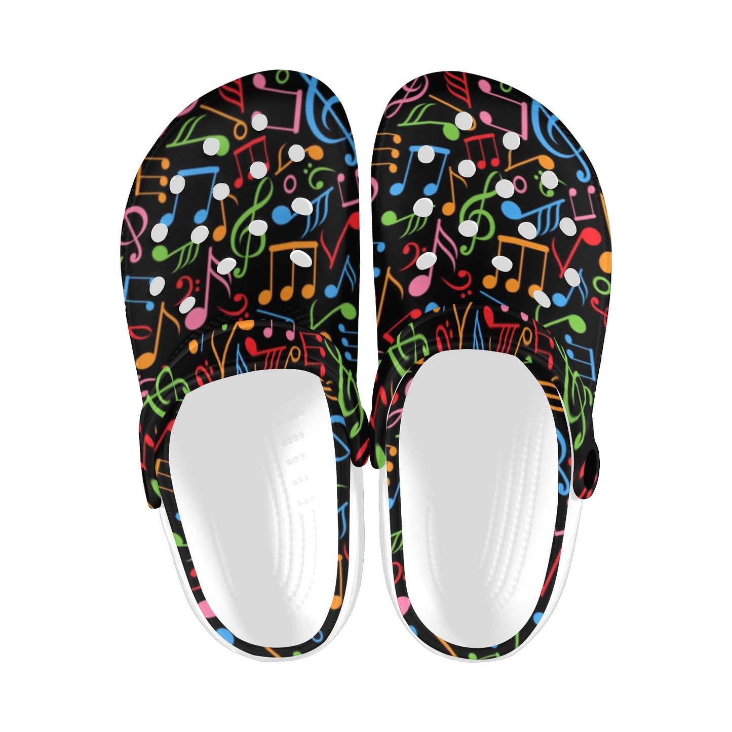 Music Note Colorful Themed Print Unisex Clogs Shoes