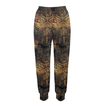 Gold Dragonfly Mandala Women's Casual Track Pants