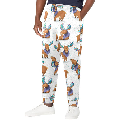 Moose Cute Pattern Print Design 01 Men's Casual Track Pants