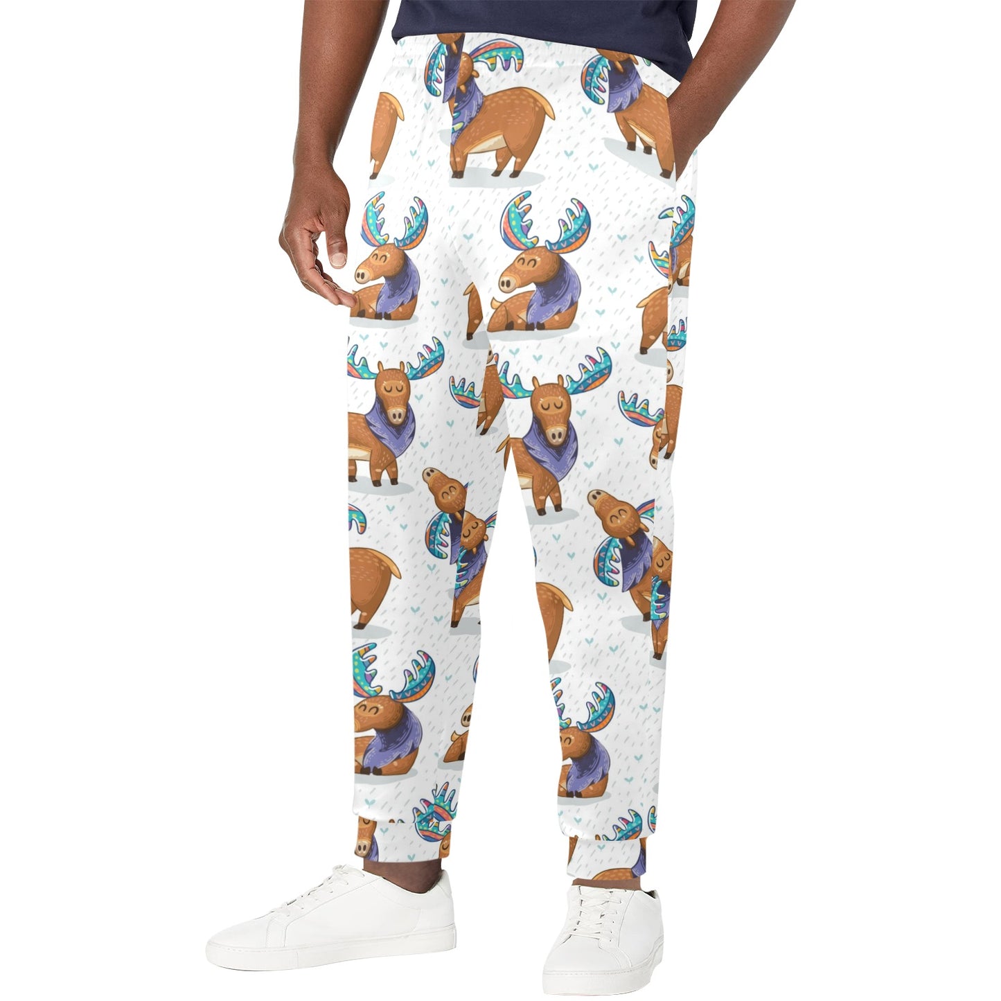 Moose Cute Pattern Print Design 01 Men's Casual Track Pants