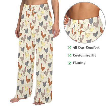 Chicken Pattern Print Design 05 Women's Wide Leg Lounge Pants