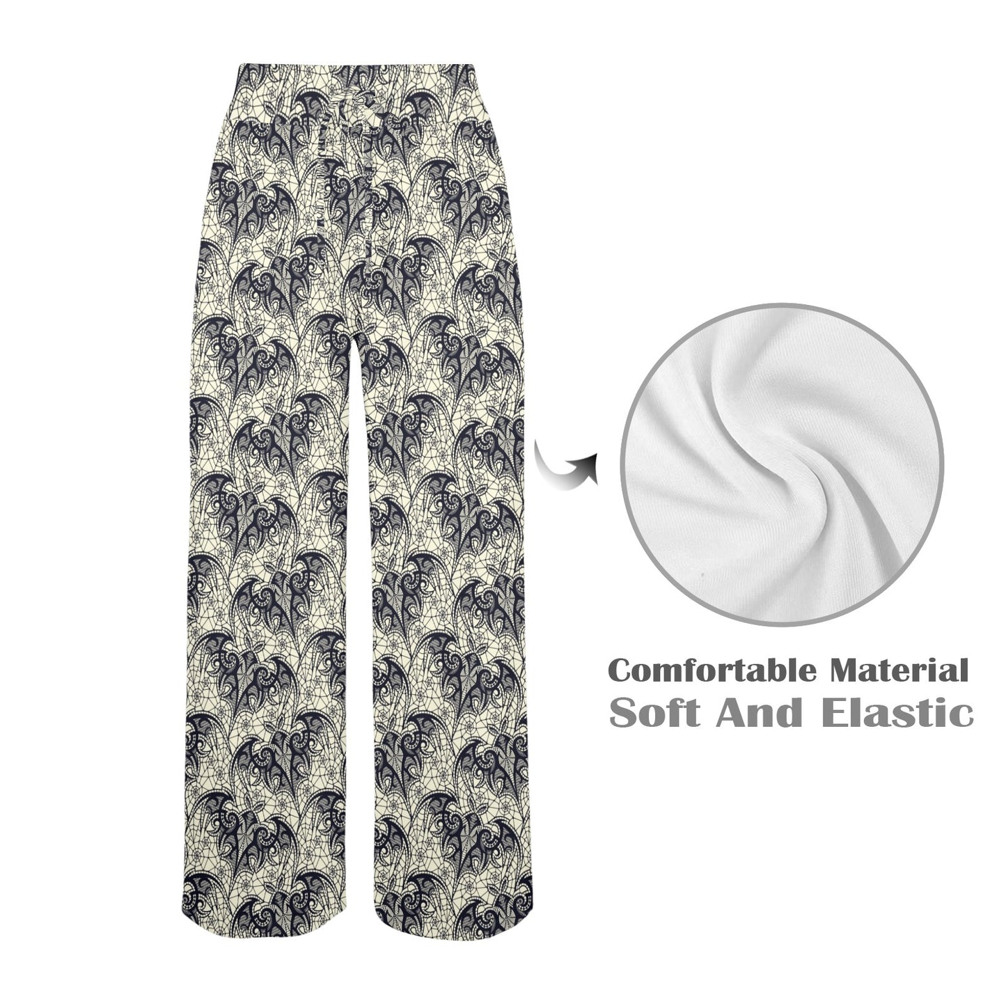 Bat Tribal Pattern Print Design 06 Women's Wide Leg Lounge Pants