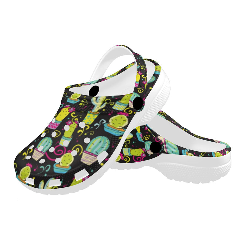 Cactus Neon Style Print Pattern Unisex Clogs Shoes