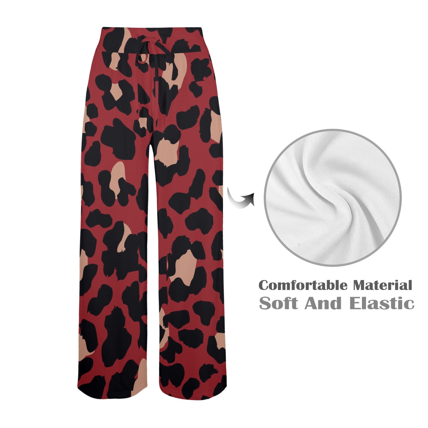 Cheetah Red Print Pattern Women's Wide Leg Lounge Pants