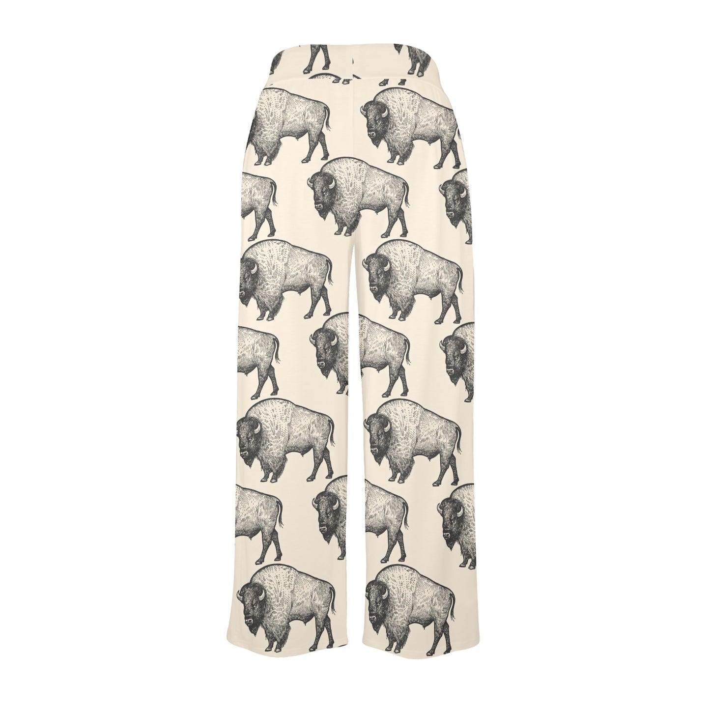 Bison Pattern Print Design 02 Women's Wide Leg Lounge Pants