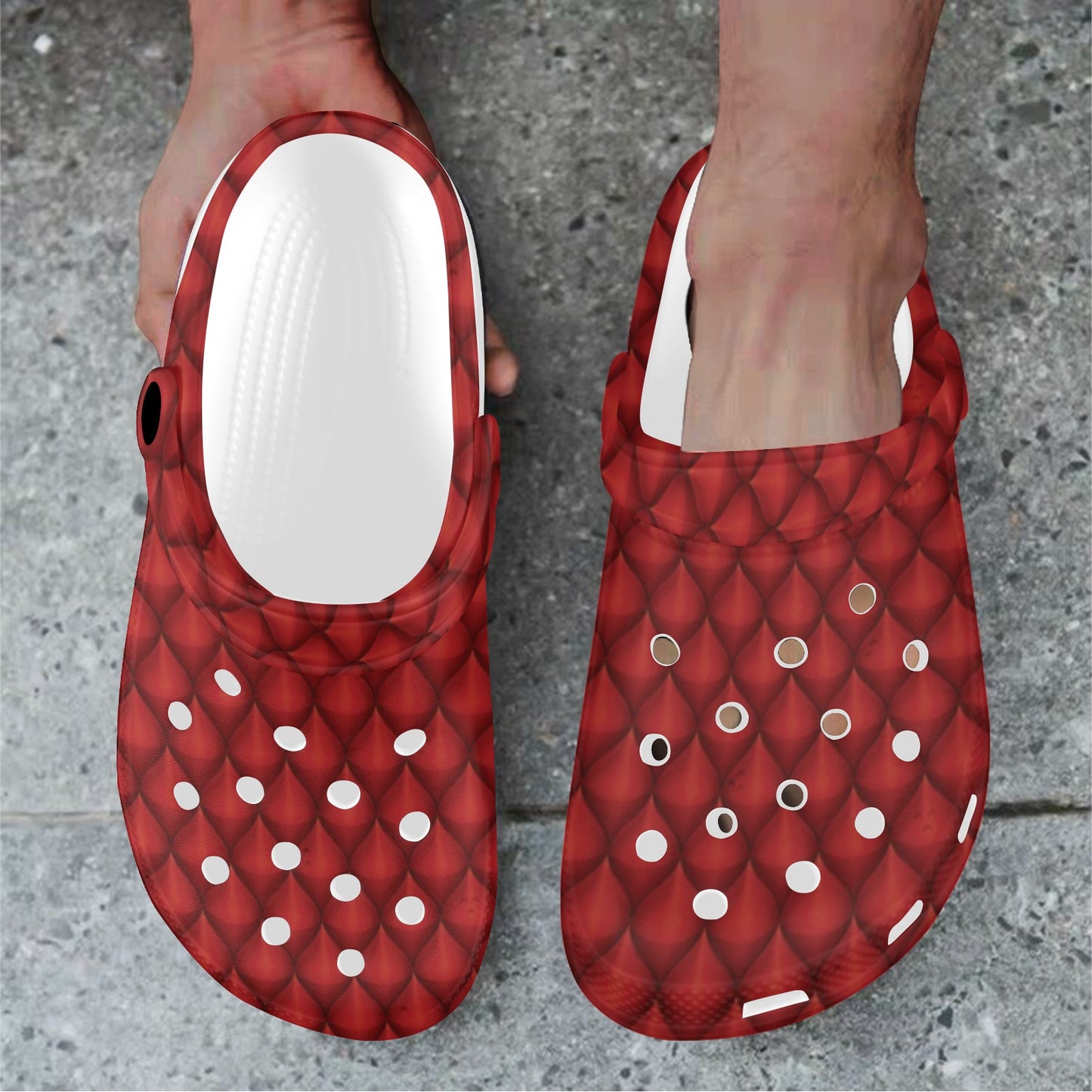 Dragons Red Skin Texture Unisex Clogs Shoes