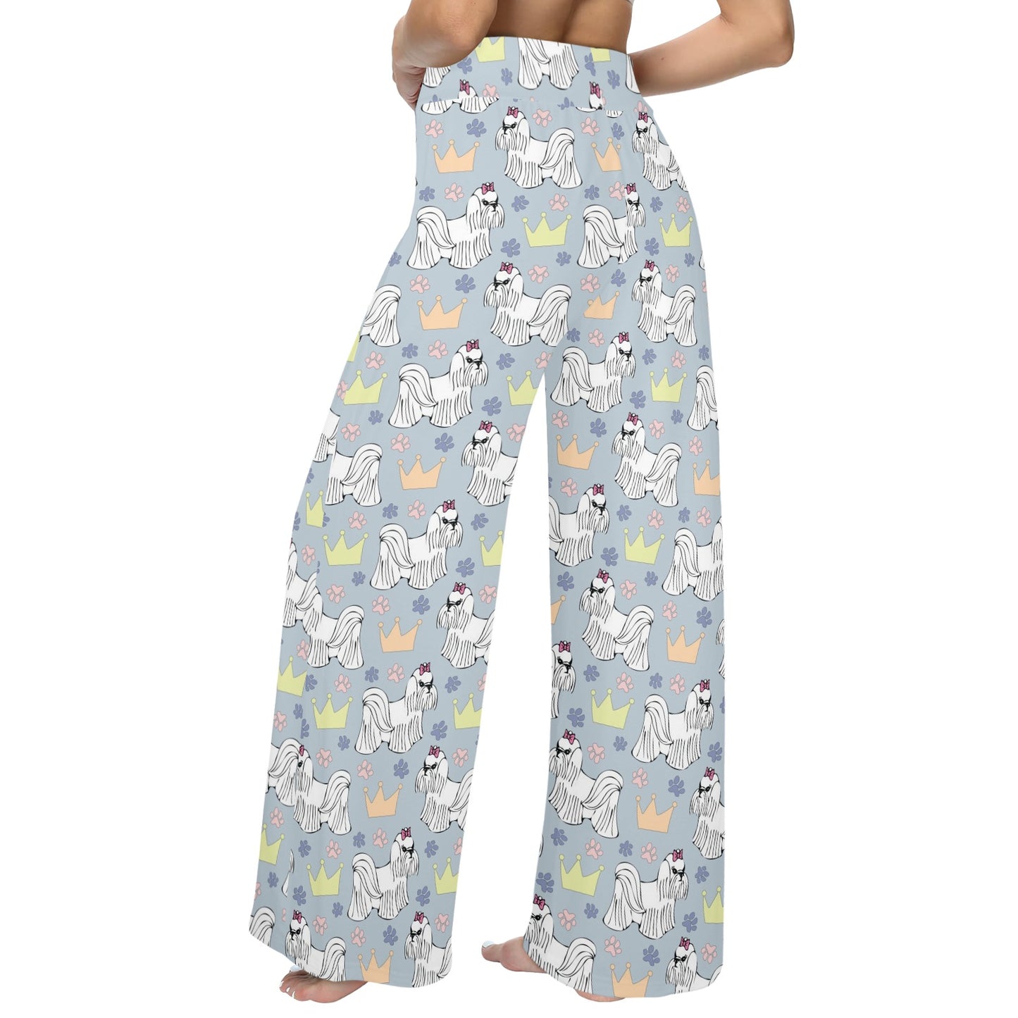 Maltese Pattern Print Design 04 Women's Wide Leg Lounge Pants