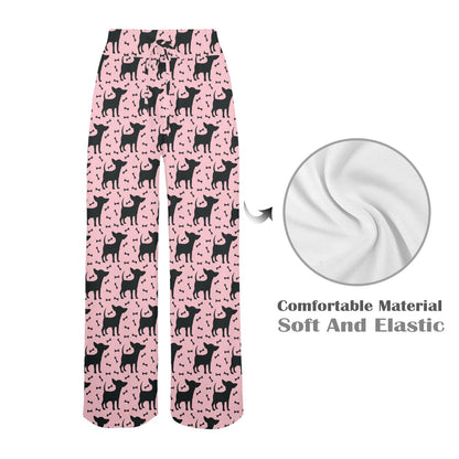 Chihuahua Pink Print Pattern Women's Wide Leg Lounge Pants