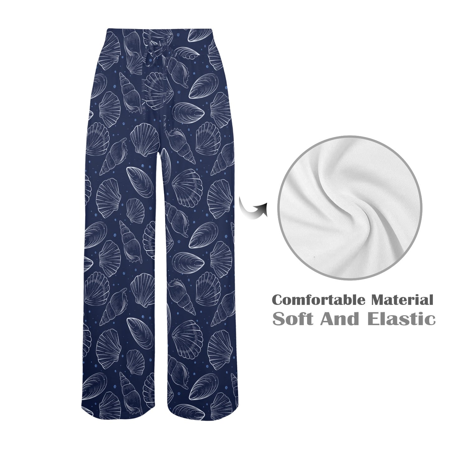 Seashell Print Design LKS3011 Women's Wide Leg Lounge Pants