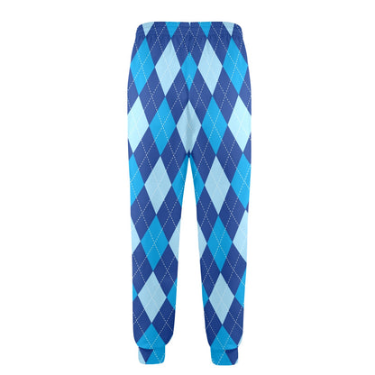 Argyle Blue Pattern Print Design 02 Men's Casual Track Pants