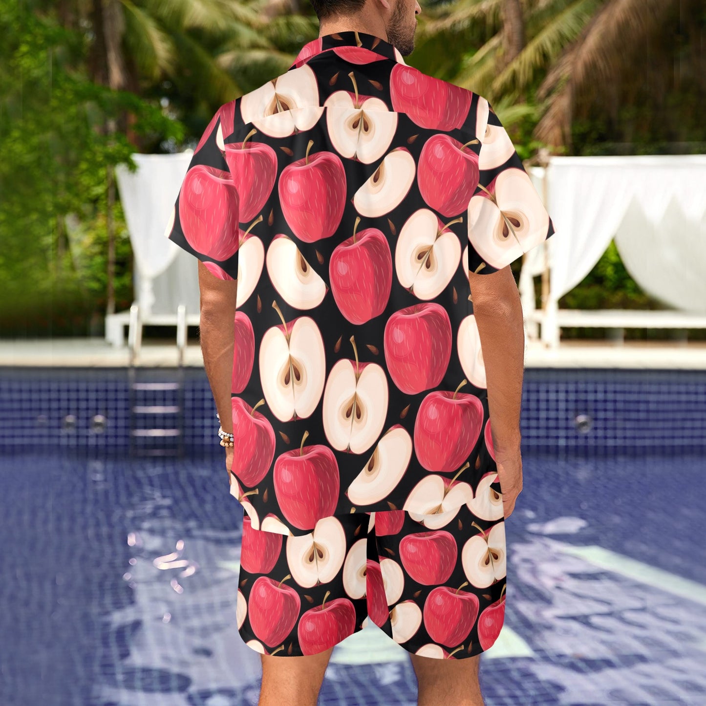Apple Pattern Print Design AP02 Men's Beach Shirt and Shorts Set