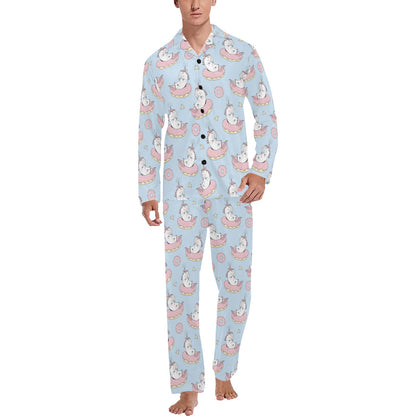 Unicorn Print Design LKS303 Men's Long Pajama Set