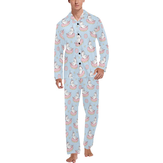 Unicorn Print Design LKS303 Men's Long Pajama Set