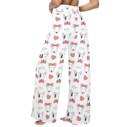 Bull Terriers Pattern Print Design 08 Women's Wide Leg Lounge Pants