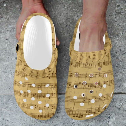 Music Note Vintage Themed Print Unisex Clogs Shoes