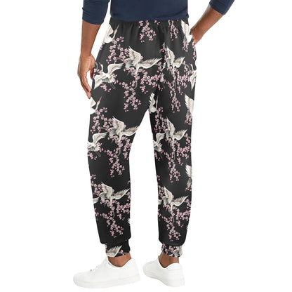 Crane Pattern Print Design 01 Men's Casual Track Pants