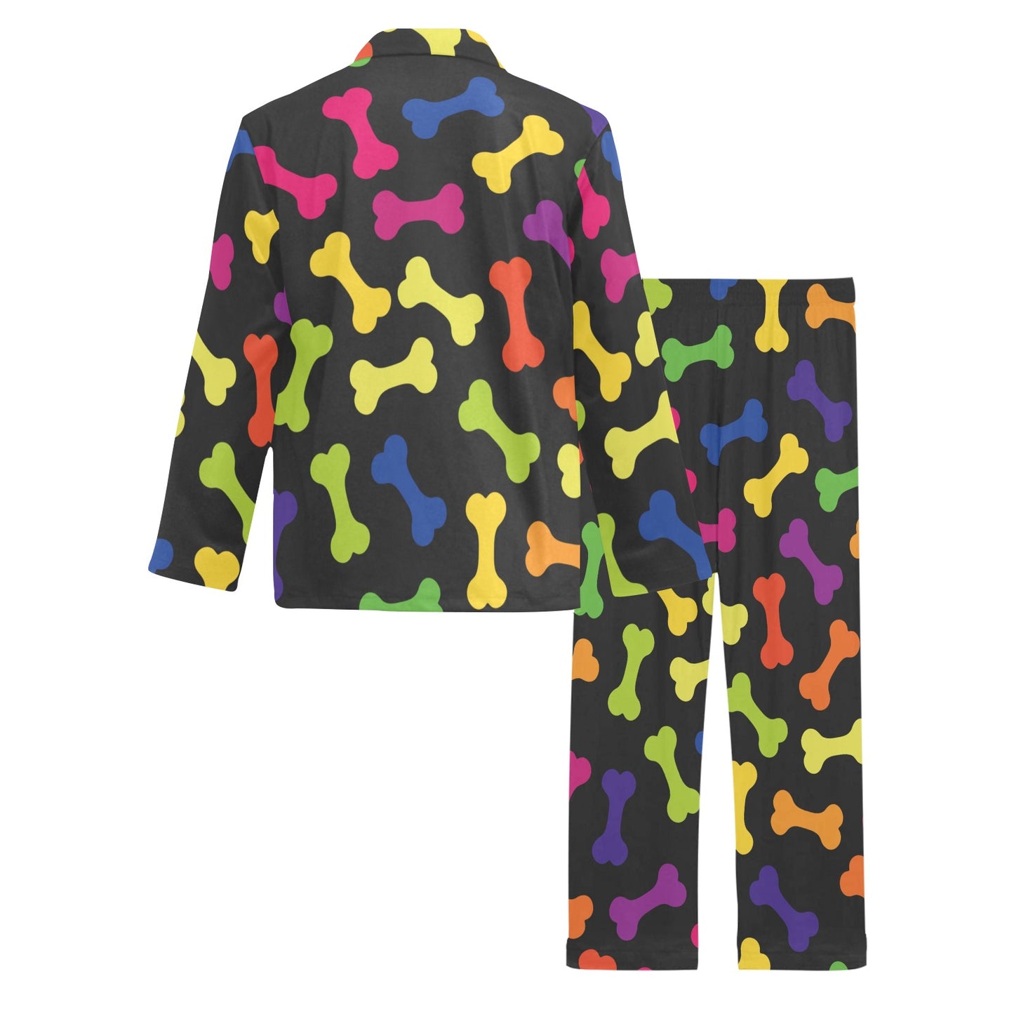 Dog Bone Neon Color Pattern Print Design 02 Men's Long Pajama Set