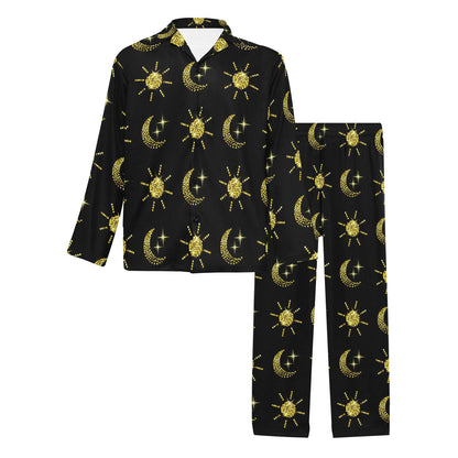 Sun Moon Print Design LKS304 Men's Long Pajama Set