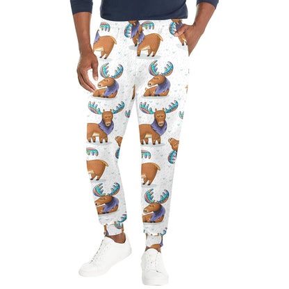 Moose Cute Pattern Print Design 01 Men's Casual Track Pants