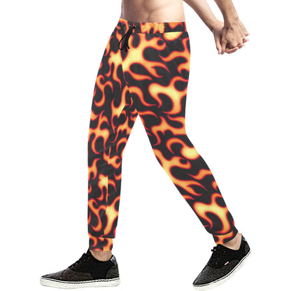 Flame Fire Themed Print Men's Sweatpants
