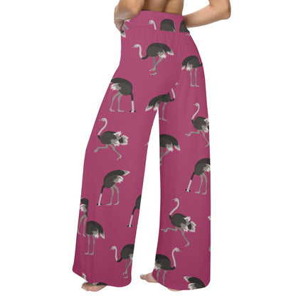 Emu Pattern Print Design 02 Women's Wide Leg Lounge Pants