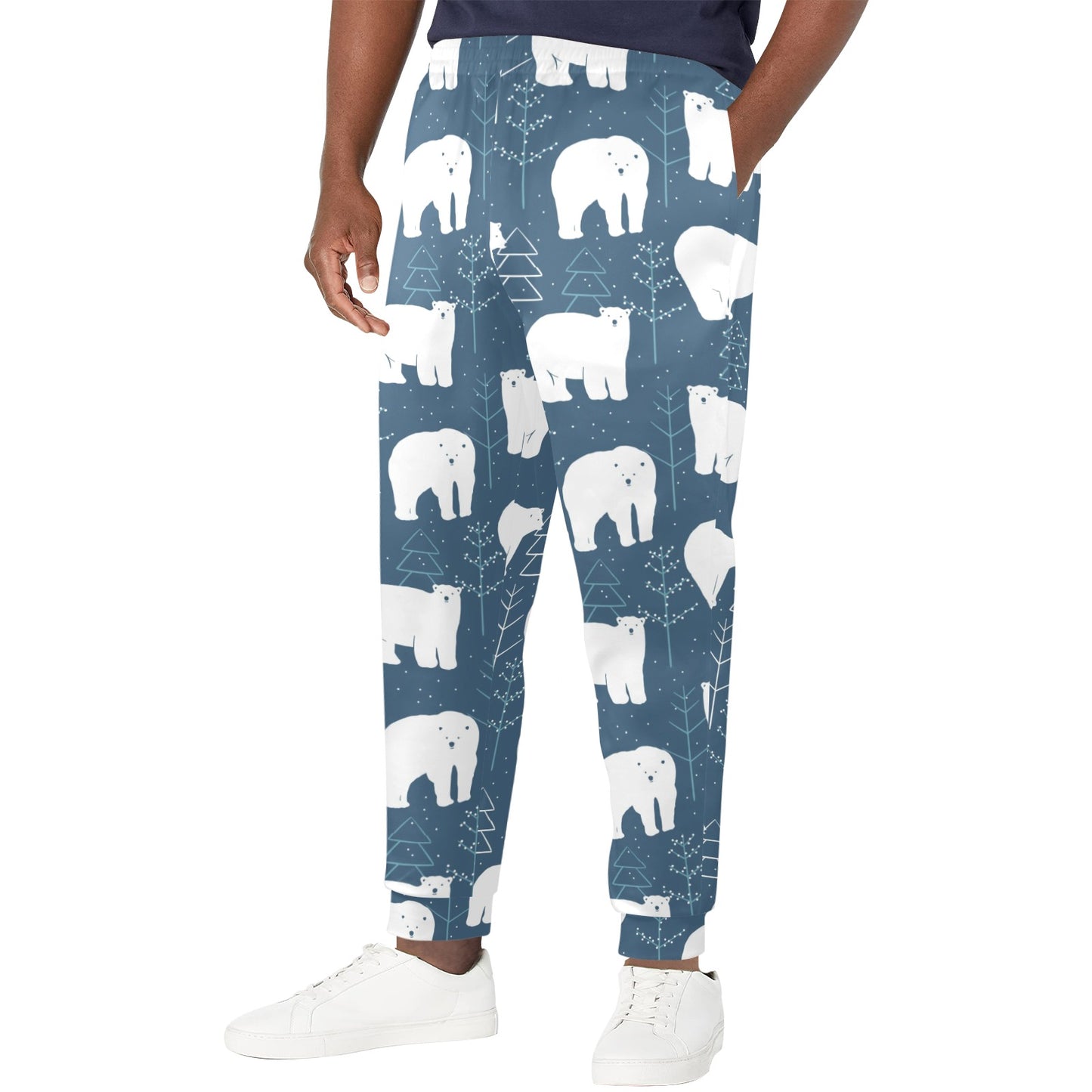 Polar Bear Pattern Print Design A01 Men's Casual Track Pants