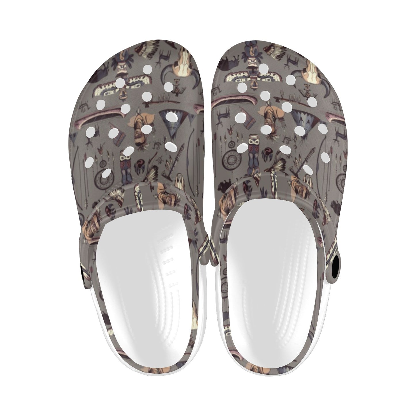 Native Indian life Design Print Unisex Clogs Shoes