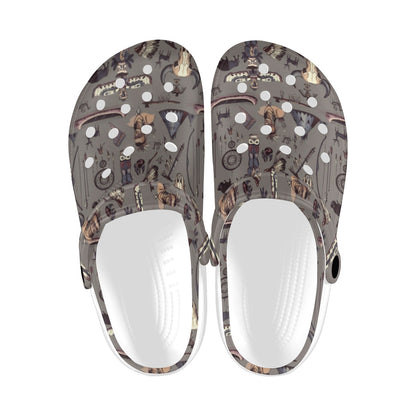 Native Indian life Design Print Unisex Clogs Shoes