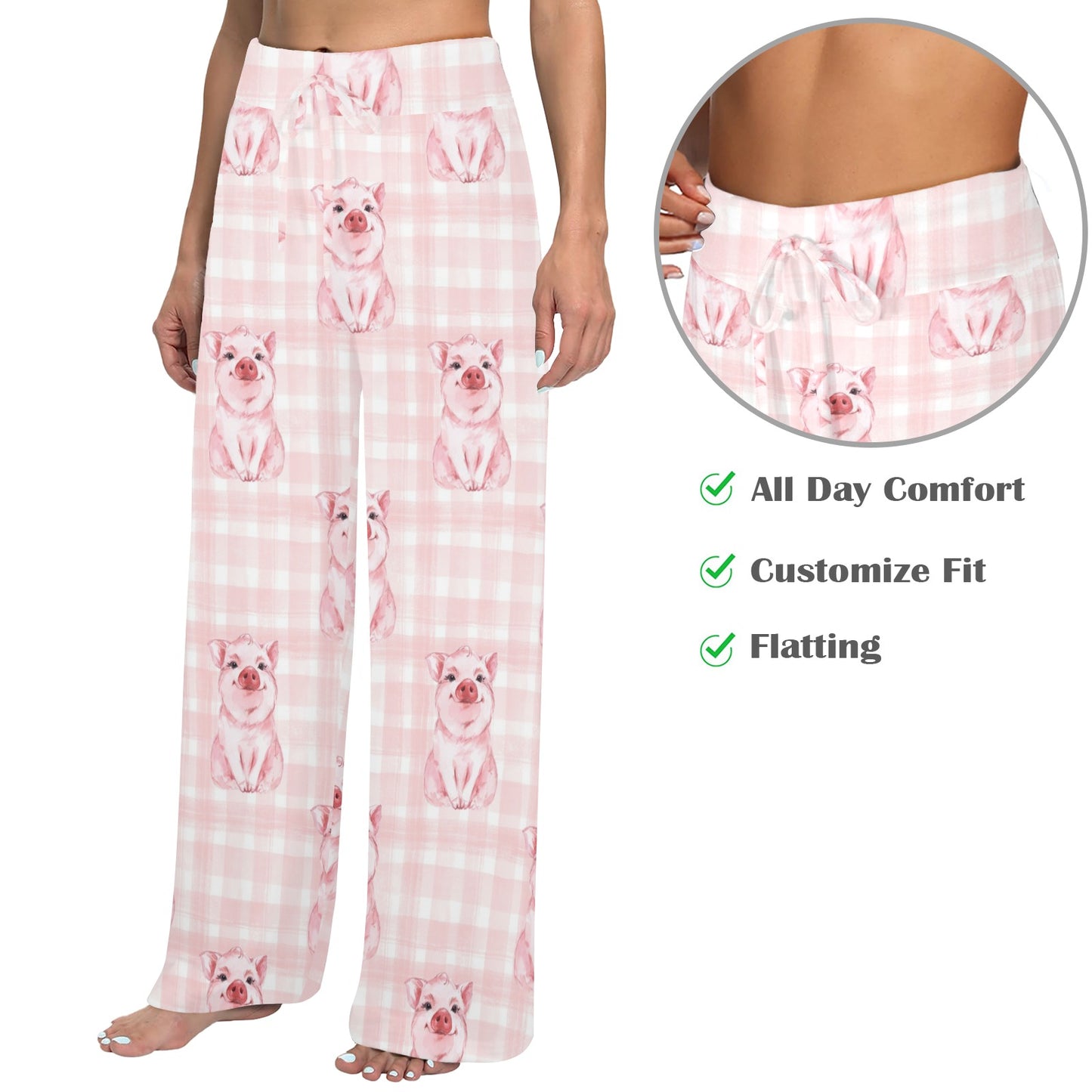 Pig Baby Pattern Print Design 01 Women's Wide Leg Lounge Pants