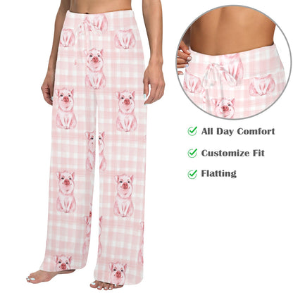 Pig Baby Pattern Print Design 01 Women's Wide Leg Lounge Pants