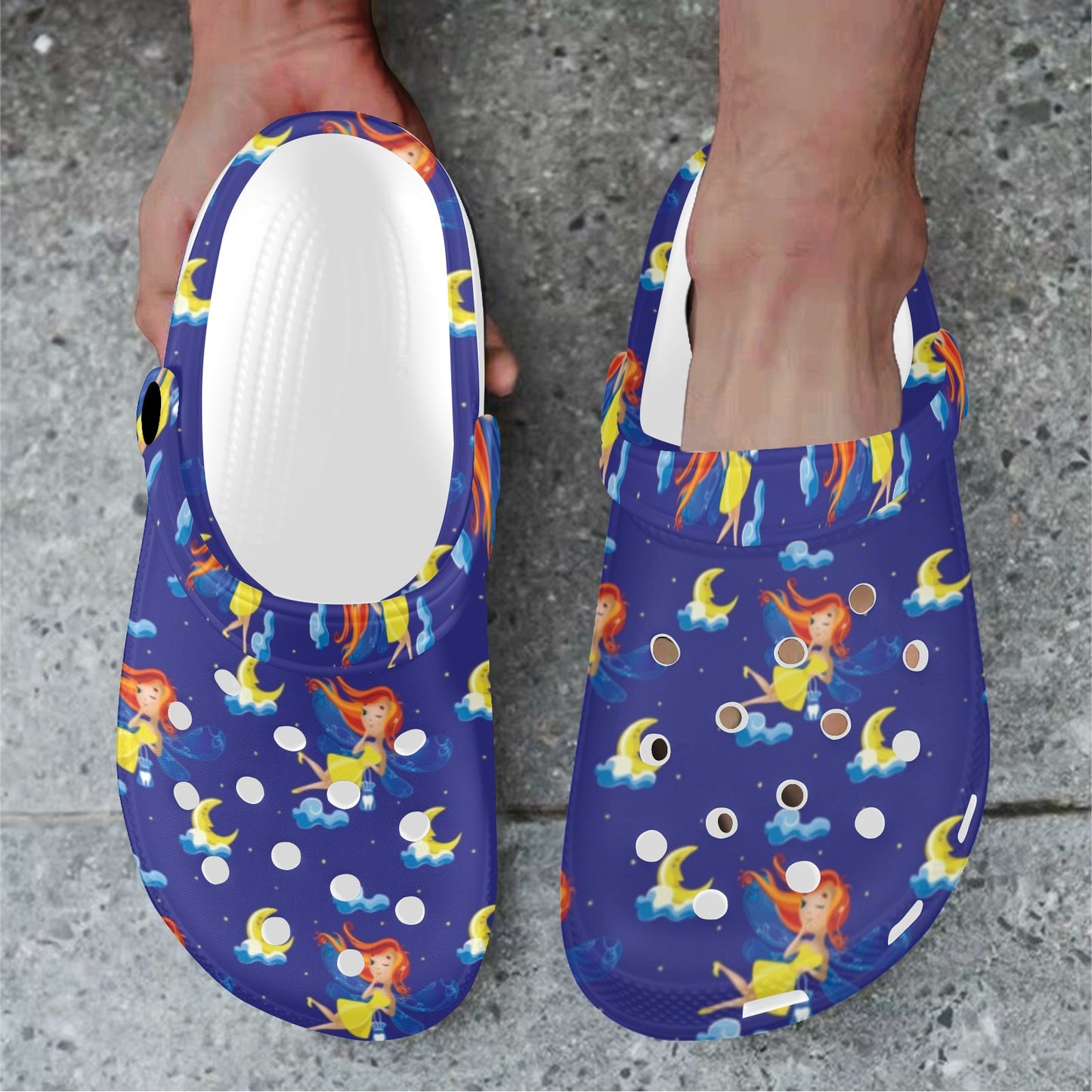 Fairy with Moon Print Pattern Unisex Clogs Shoes