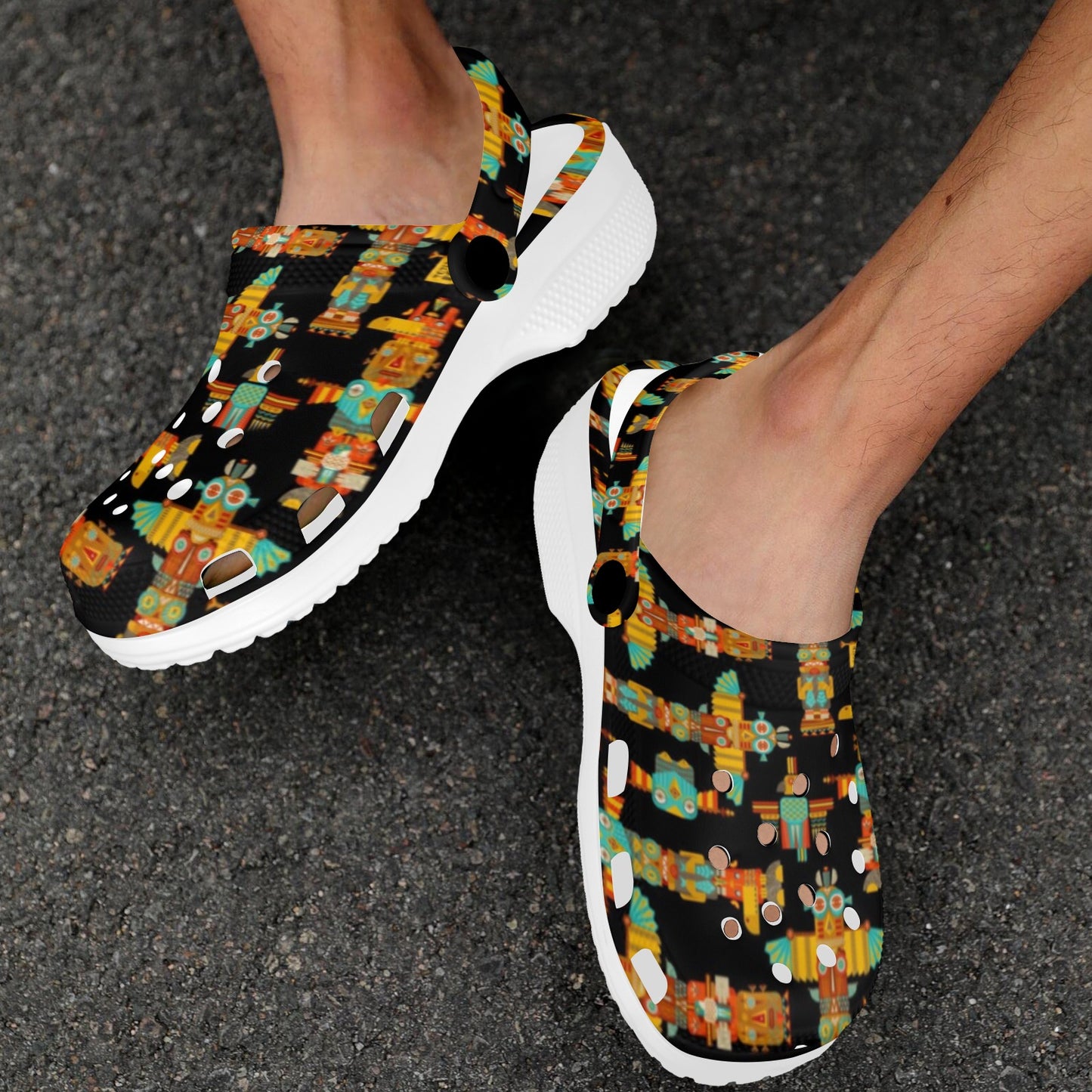 Totem Pole Cartoon Print Unisex Clogs Shoes