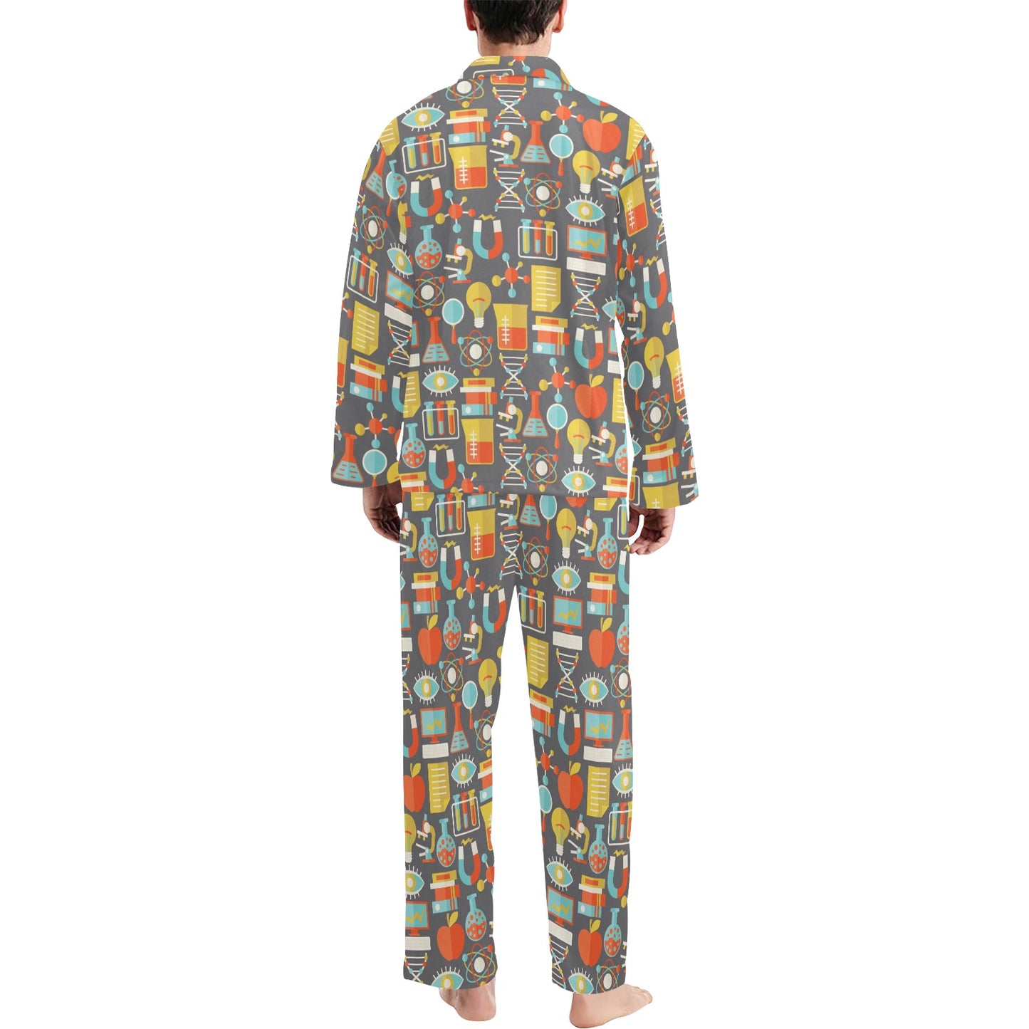 Science Print Design LKS302 Men's Long Pajama Set