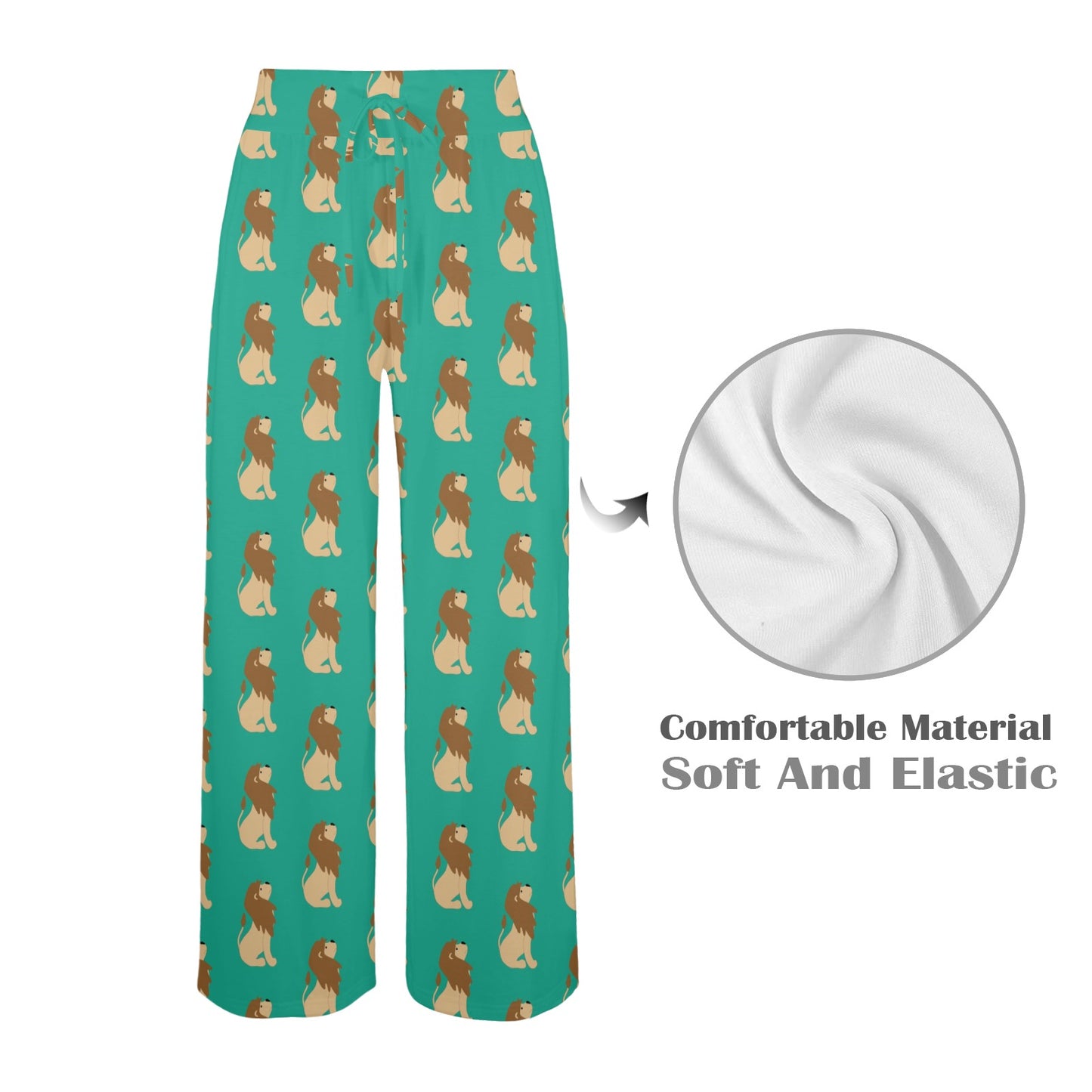 Lion Pattern Print Design 02 Women's Wide Leg Lounge Pants