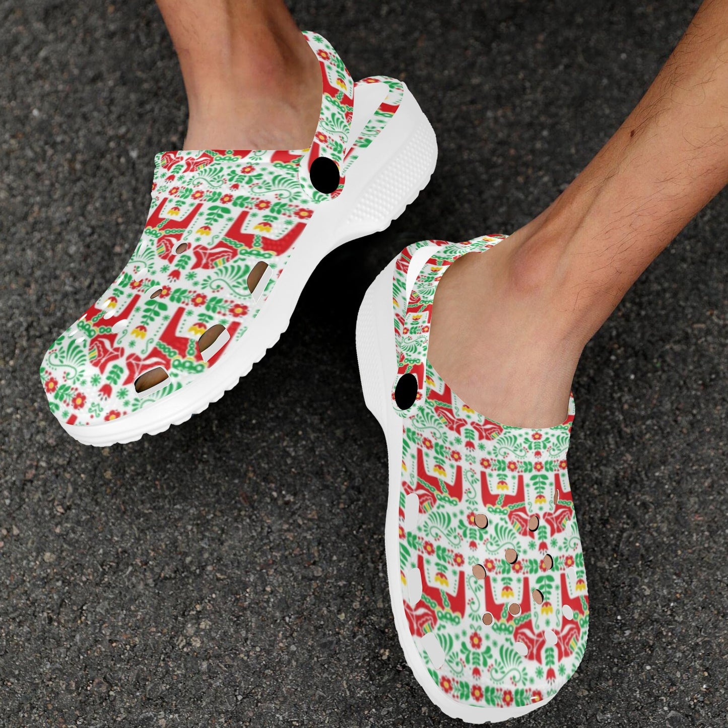 Swedish Dala Style Pattern Unisex Clogs Shoes