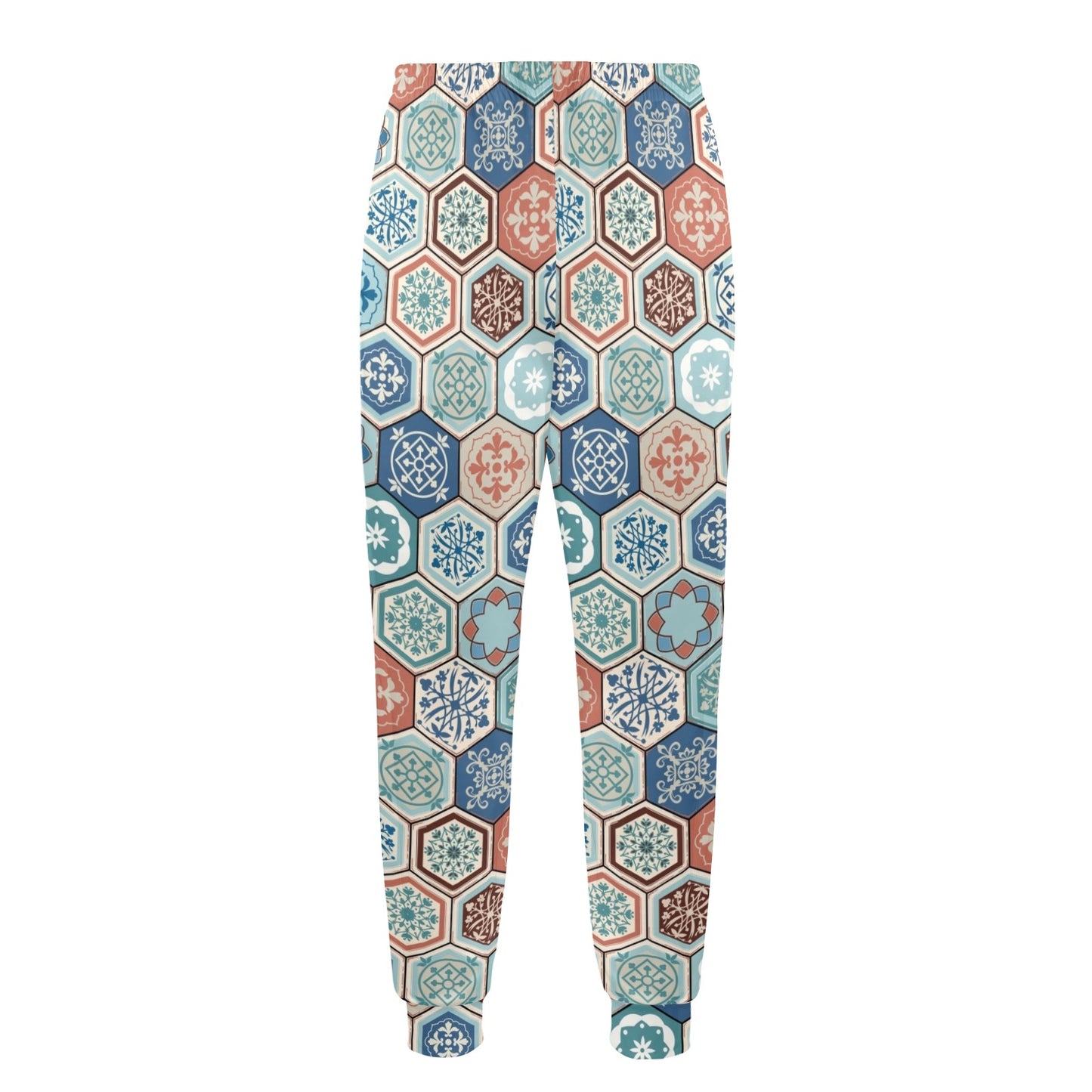Hexagonal Design Print Pattern JJ0342 Men's Casual Track Pants