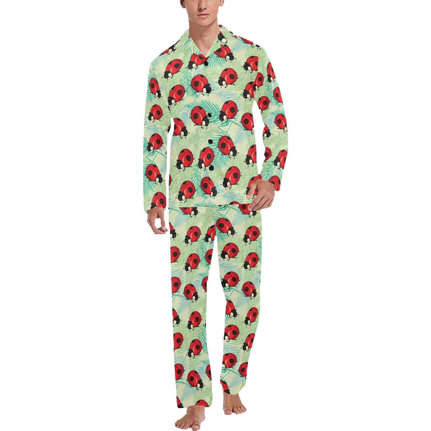 Ladybug Cute Print Pattern Men's Long Pajama Set