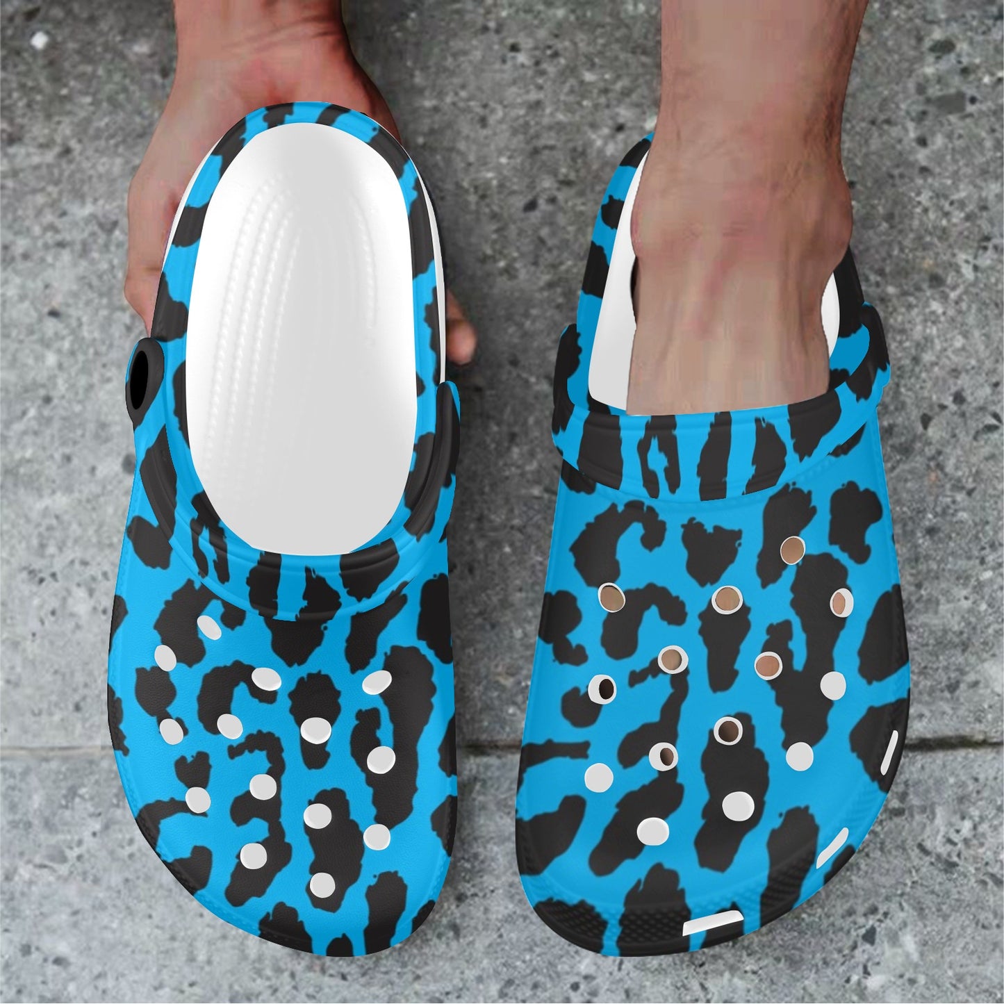 Cheetah Blue Print Pattern Unisex Clogs Shoes