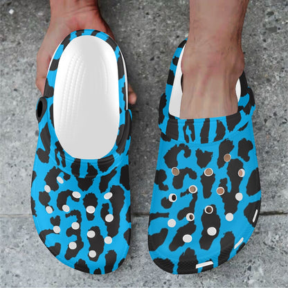 Cheetah Blue Print Pattern Unisex Clogs Shoes