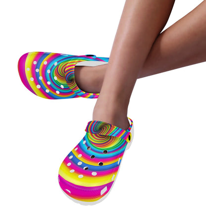 Vortex Twist Swirl Rainbow Design Unisex Clogs Shoes
