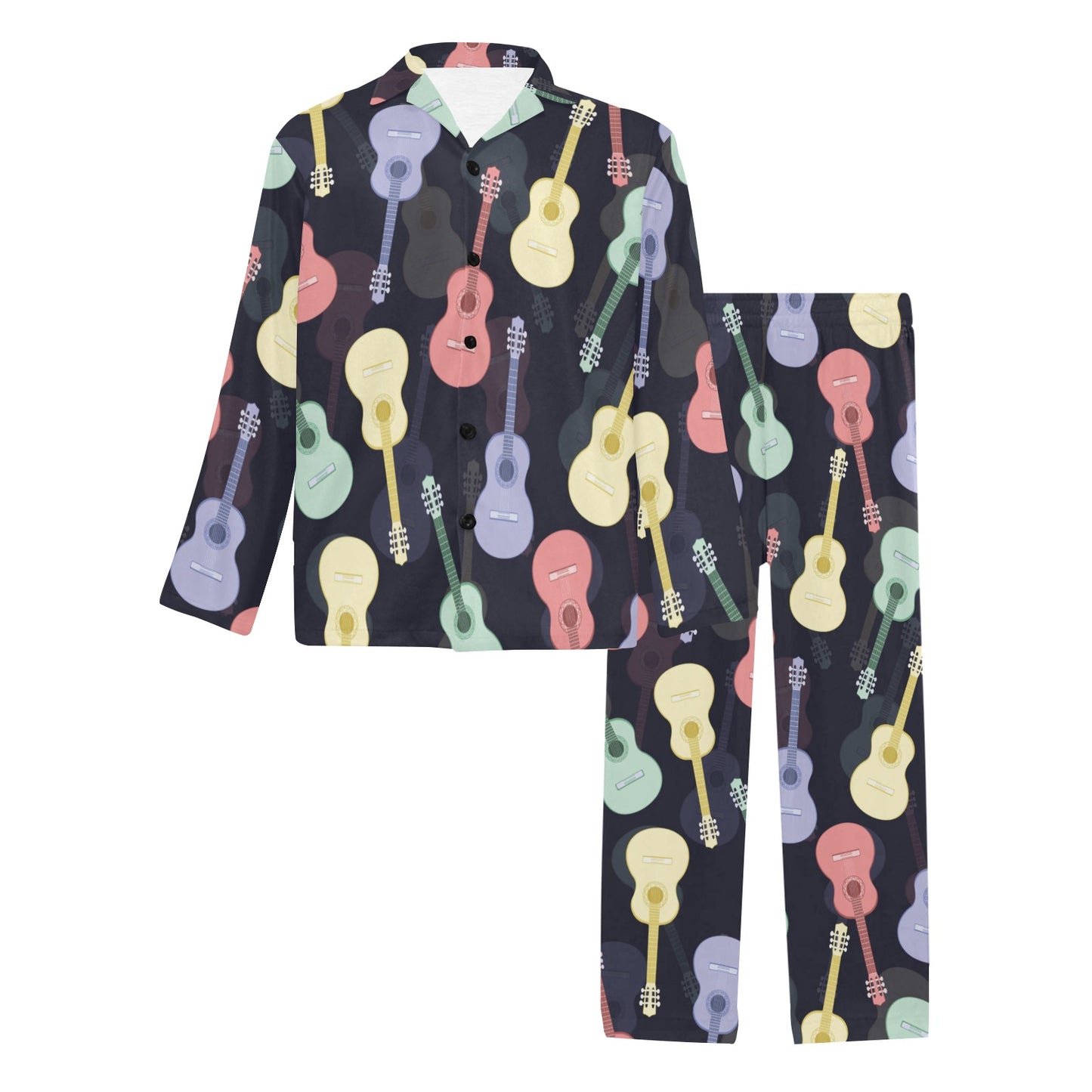 Acoustic Guitar Print Design LKS401 Men's Long Pajama Set