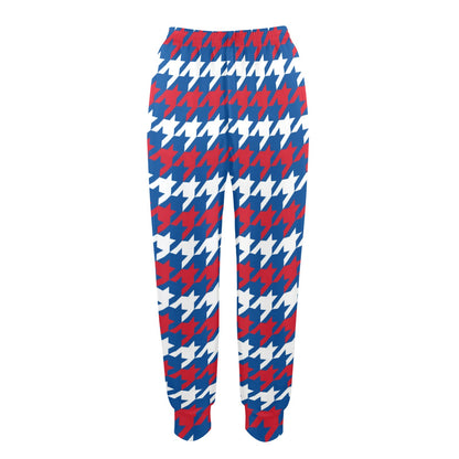 Patriotic Houndstooth Pattern Print Design A02 Women's Casual Track Pants